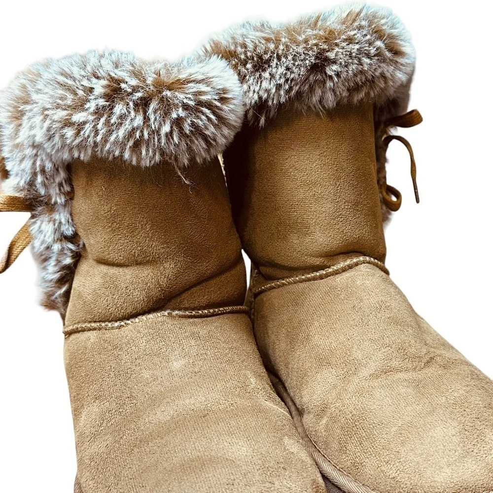 Furry Mid-Calf Winter Slip-On Boots - Picture 4 of 14